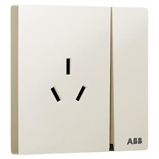 ABB德典开关插座面板墙插三孔16A热水器空调单双控一开五孔插座斜
