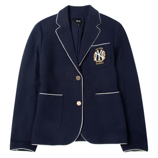 24新款MLB外套女款NY复古学院风JK徽章运动休闲西装上衣3FJKV0141