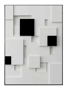 玄关简约立体感装饰画黑白抽象画