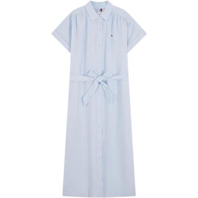 Tommy女装亚麻净色收腰衬衫裙