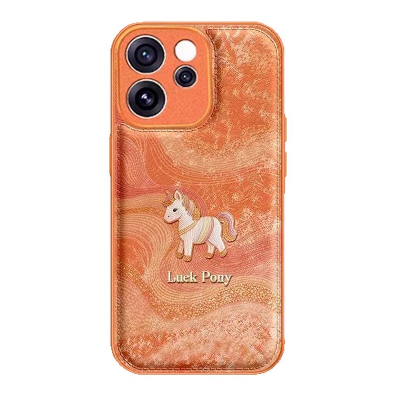 丝绸小马气垫壳适用opporeno15高级感手机壳reno14/13新款马年2026小众款红色保护套findx8新品创意ins外壳