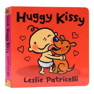现货 Huggy Kissy小毛孩英文原版绘本拥抱亲吻培养宝宝的行为习惯名家Leslie Patricelli儿童启蒙纸板趣味亲子共读0-3岁一根毛脏孩