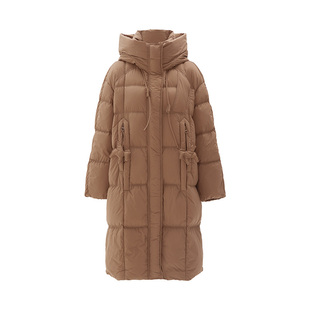 IAmMIX27冬季连帽羽绒服外套女中长款宽松轻便蓬松保暖羽绒大衣女