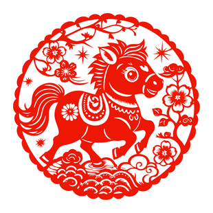 马窗花剪纸生肖马静电贴纸马到成功新年窗贴玻璃春节2026新年水贴