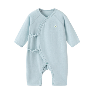 babylove新生儿连体衣夏季婴儿系带哈衣爬服竹棉初生宝宝四季睡衣