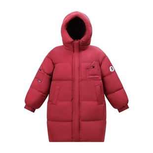 左西童装女童红色羽绒服中长款拜年服冬季加厚2025新款儿童外套潮