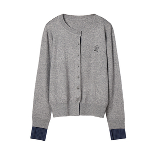 VIEA.ING薇迎商场同款开衫外套女2026春miu系毛衣学院风针织上衣