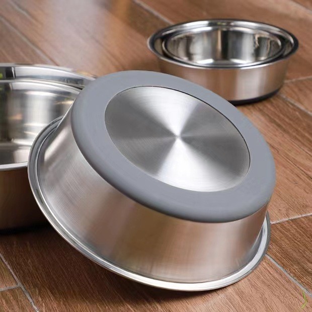 新款加厚不锈钢狗碗防盆硅胶宠物狗狗防打翻猫咪碗狗防滑底打翻