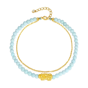 18K金貔貅绿松石手链女款精致小米珠叠戴双层手饰小众高级感手串