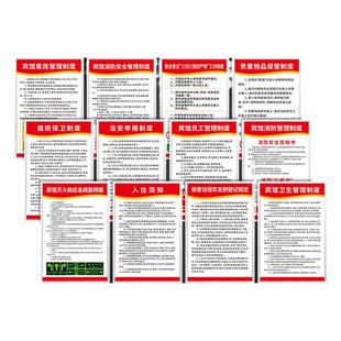 宾馆客房酒店管理制度牌客栈旅馆消防安全知识宣传海报卫生安全管来访登记入住须知墙贴标识标语KT板广告定制