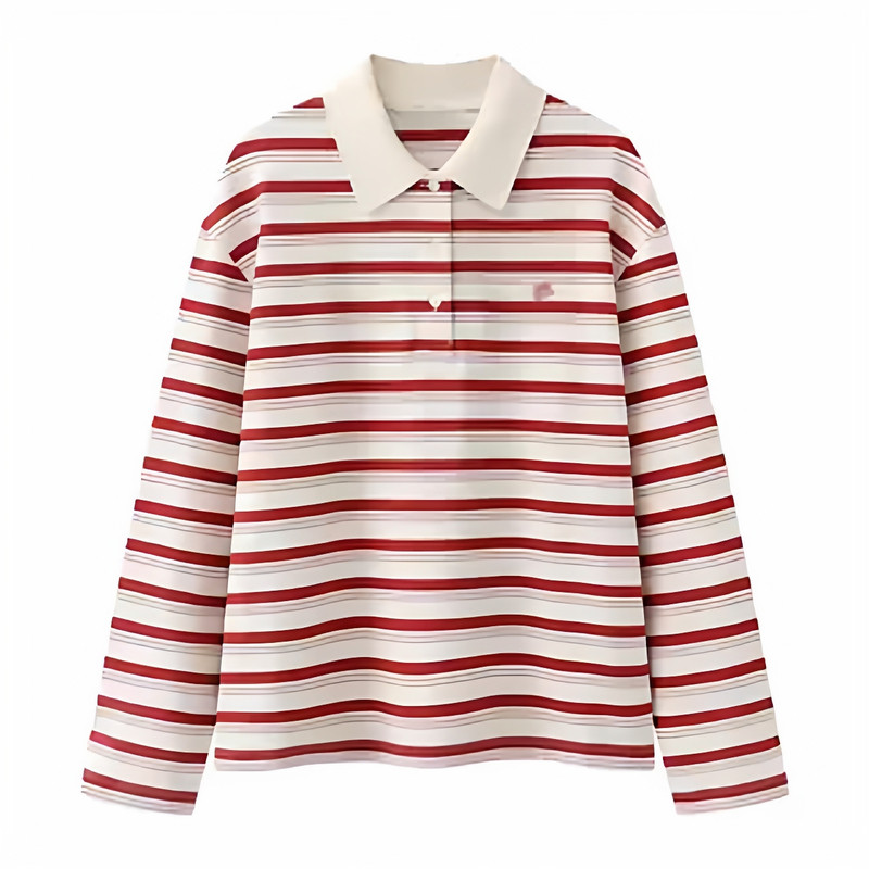 【C+系列】正品条纹T恤2026春新品精梳棉宽松POLO衫MBF1TEE010