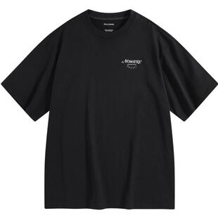 太平鸟男装 夏季黑色短袖T恤潮宽松阔版美式街头百搭休闲短袖