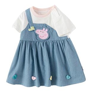 小猪佩奇IP巴拉巴拉女童连衣裙宝宝假两件短袖裙子夏装新款童装潮