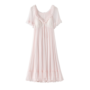 RoseTree公主睡裙女夏季蕾丝性感宫廷公主风睡衣带胸垫2025年新款