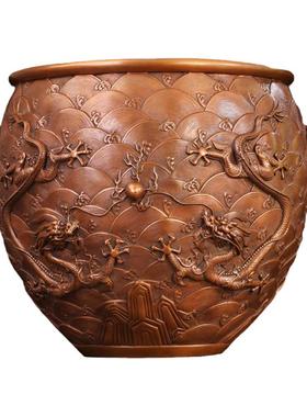 匠魂紫铜龙纹缸聚宝盆装饰品摆设