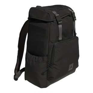 adidas阿迪达斯大容量翻盖包男女款黑色简约通勤包双肩背包KC1395