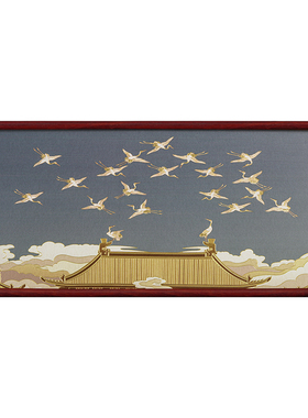 盈浩非遗铜雕画《瑞鹤图》摆件