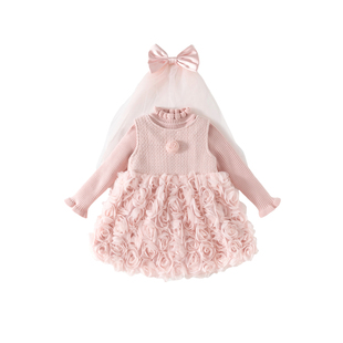 女童连衣裙秋冬装洋气儿童公主裙周岁礼服加绒女宝宝网纱裙子冬季