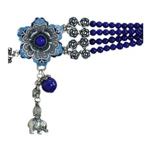 S925纯银复古国风珐琅彩重工实心大花手链女新中式民族风小众气质