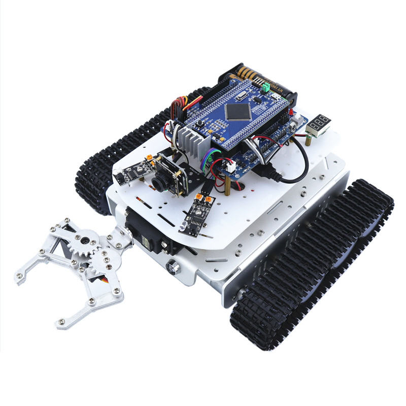 STM32F103ZET6履带式智能小车wifi视频机械手坦克避障机器人电赛