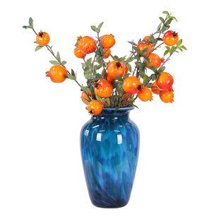 轻奢复古花瓶摆件客厅珐琅高级感玻璃装饰蓝色插花陶瓷高端工艺品