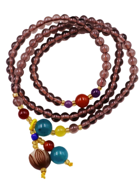 新中式黑曜石宝蓝水晶多层手串