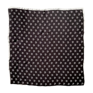 黑白简约风 100%桑蚕丝D字母真丝小方巾韩国百搭气质通勤小领巾女