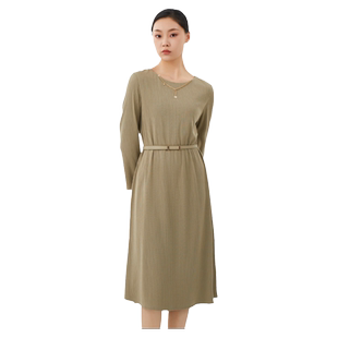 TRIBECA翠贝卡秋新款商场同款女长袖收腰休闲连衣裙