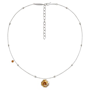 【茶】系列 称心-花形锤纹琥珀项链 精致轻奢925银针耳环