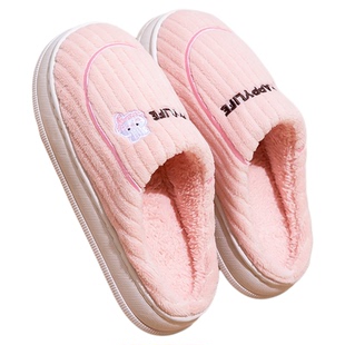 买一送一棉拖鞋女冬季居家软底毛毛加绒保暖拖鞋冬男鞋子防水毛绒