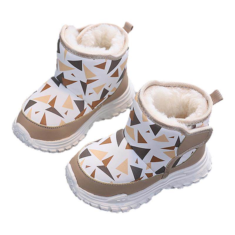 冬季加绒1-2-3-5岁宝宝棉靴男女防滑小童防水雪地靴轻盈加厚大棉