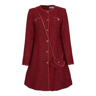 Migaino曼娅奴女装冬季修身显瘦高级感新红色礼服连衣裙