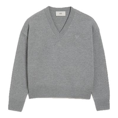 【季末甄选】Ami Paris 男女同款立体ADC毛衣  爱心V领上衣