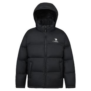 骆驼黑钻5PLUS运动羽绒服外套男款女款连帽冬季加厚短款面包服冬