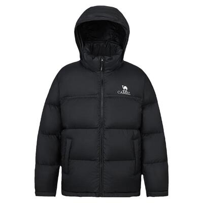 骆驼黑钻5PLUS运动羽绒服外套男款女款连帽冬季加厚短款面包服冬