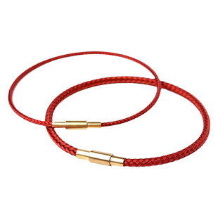 本命年红绳防水钢丝绳手绳女可穿珠黄金编织皮绳手链转运珠半成品