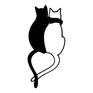 铁艺摆件猫咪拥抱剪影宠物猫纪念碑铁锈艺术动物雕塑草坪装饰地桩