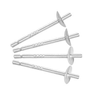 999纯银耳钉半孔珍珠碗针托珠盘DIY配件手工粘珍珠耳环饰品材料包