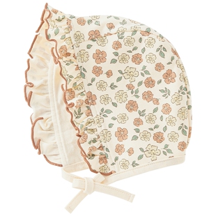 婴幼儿纯棉护耳帽春秋季新生儿护囟门胎帽女宝宝可爱外出防风帽子