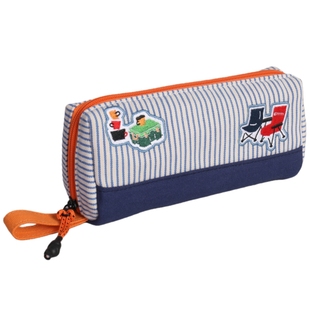 玩物文创条纹刺绣笔袋学生大容量文具收纳袋高颜值韩版多功能笔盒