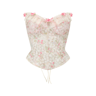 LaceMade 繁星花洛莉 法式仙女重工蕾丝抹胸鱼骨胸衣上衣半裙套装