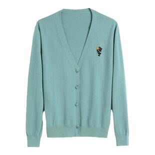蒲PUKKA 商场同款女装针织衫女秋冬新品宽松V领手工绣花开衫外套