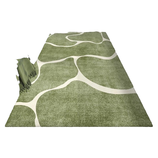 绿色地毯卧室小清新床边毯北欧简约沙发长条地毯房间地毯可定制