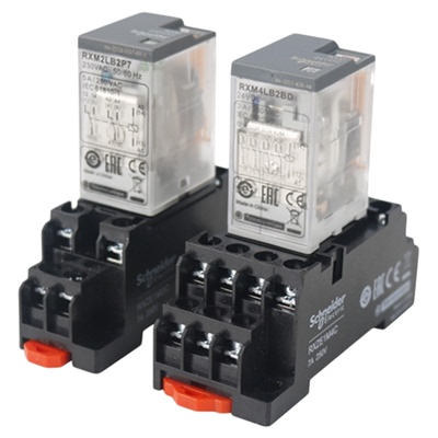 施耐德继电器RXM2LB2BD中间直流继电器带灯8脚5A电磁DC24V AC220V