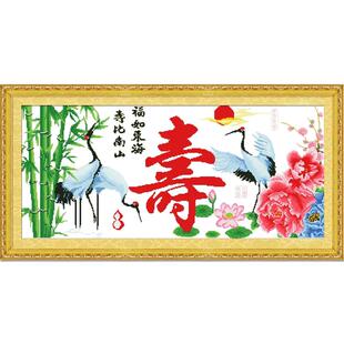 2025新款绣棉线绣十字绣寿字成品机绣百寿图客厅已绣好的出售新品