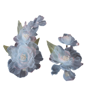 蓝色花朵优雅夹子穿汉服配的精灵百搭头饰女款国风古典舞发饰森系