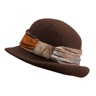 乌木棕~气质款立体羊毛帽子卷边女士秋冬礼帽渔夫帽复古时髦新款