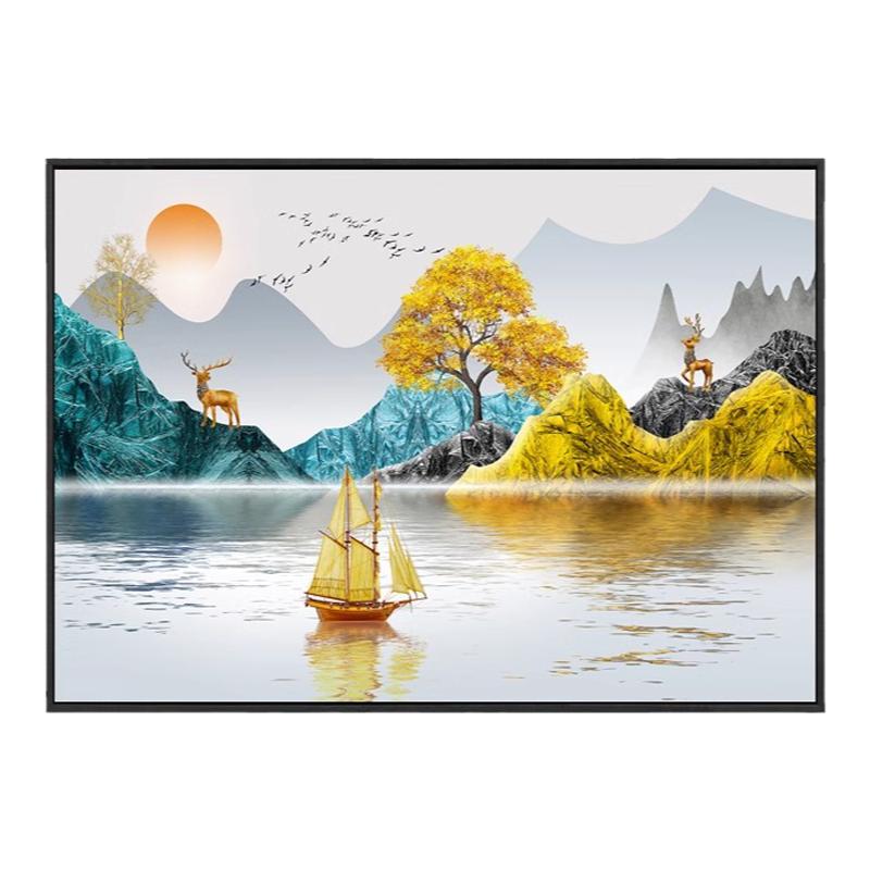 现代客厅装饰画玄关横版餐厅鞋柜上方挂画饭厅横幅卧室床头墙壁画