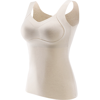 绵羊毛保暖背心带胸垫女免穿文胸