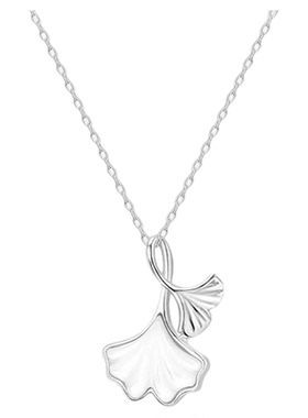 老凤祥S925银银杏叶贝壳项链女